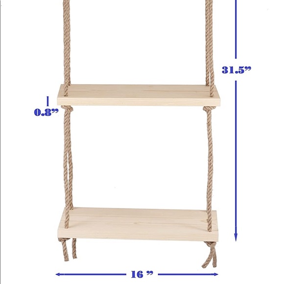 Bohemian rustic shelf hanging rack storage - Picture 5 of 6